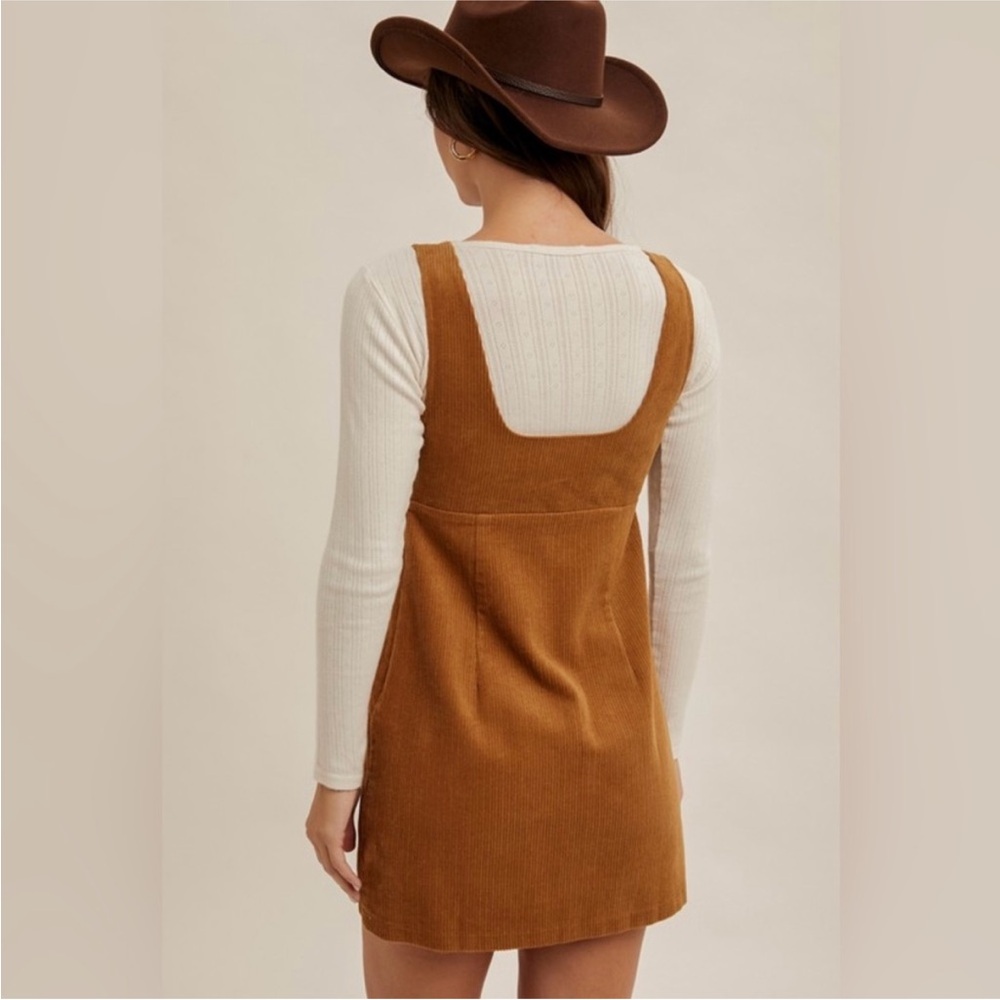 Hem & Thread Tan Corduroy Mini Dress - Picture 4 of 6